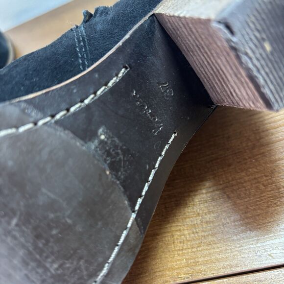 Boden Black Suede Stacked Heel Ankle Bootie Boots Women’s EU 37 US 6.5 - Picture 9 of 11